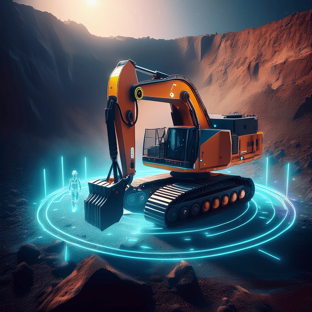 excavadora con sensores de proximidad